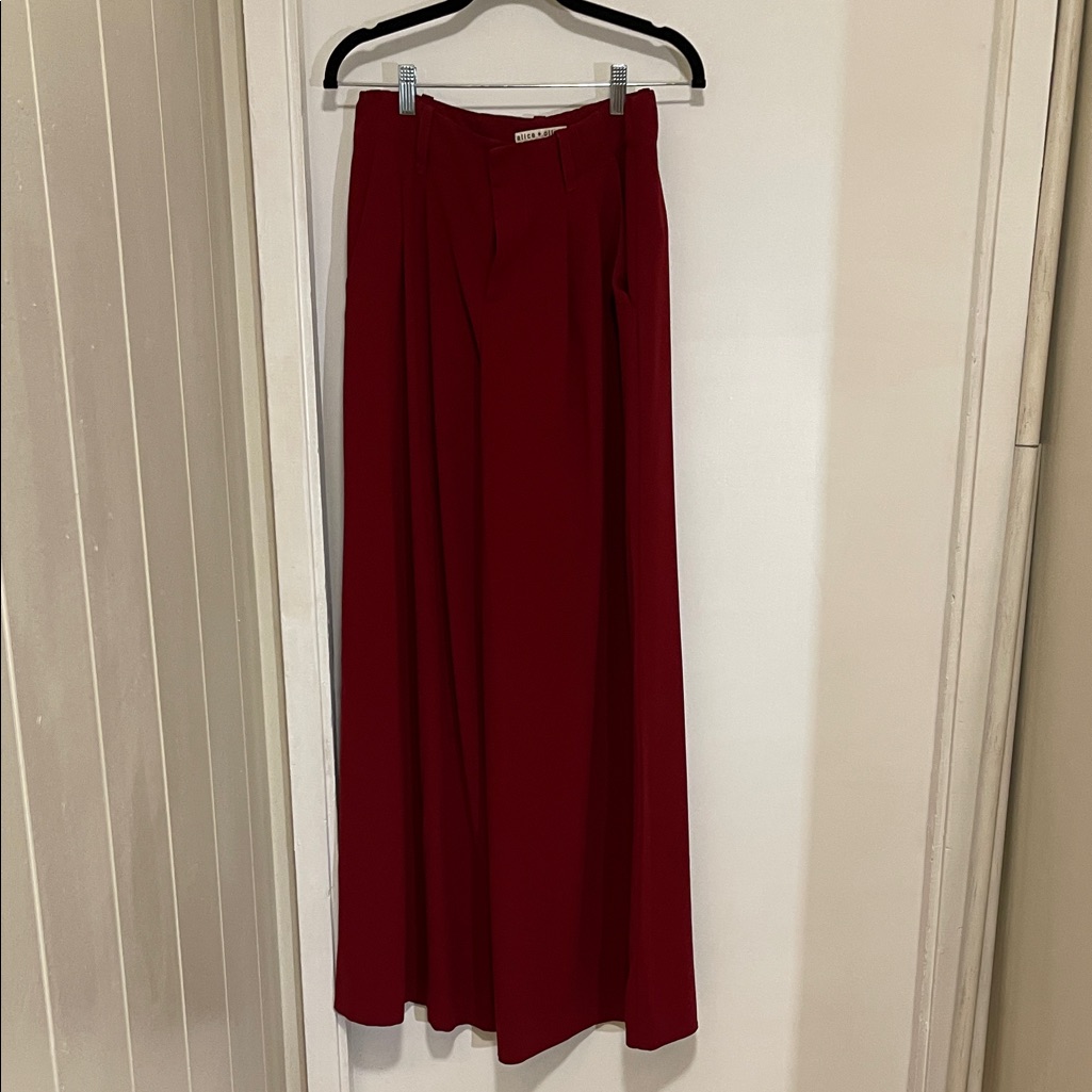 Alice + Olivia Burgundy Wide-Leg Palazzo Trousers